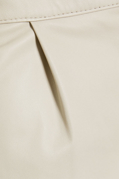 THEORY $1,300 Beige Ivory Leather Pants Straight Leg Dress Pant 0