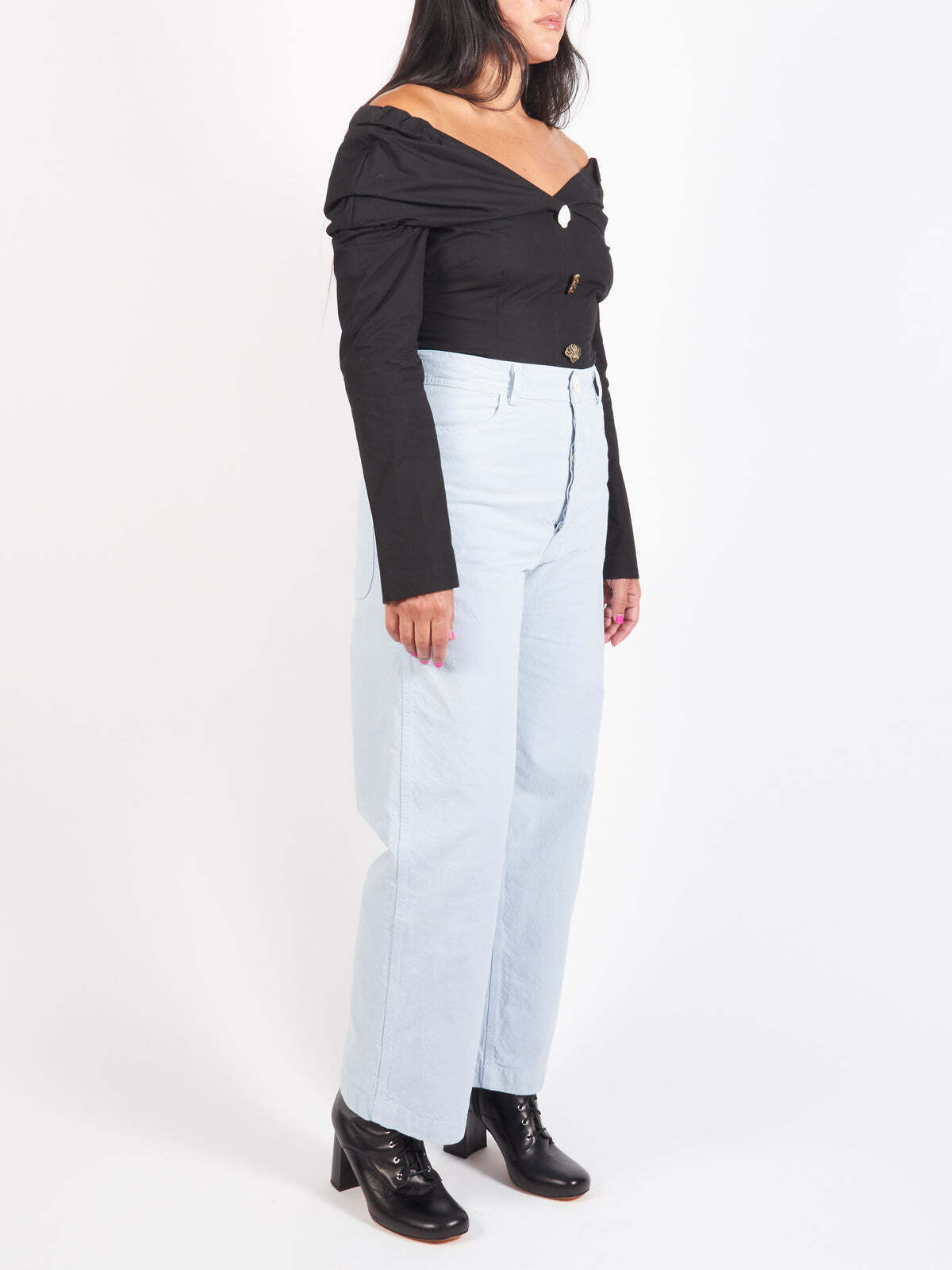 JESSE KAMM NWT Handy Smokey Light Blue Straight Blue Cargo Canvas Pant 6/8