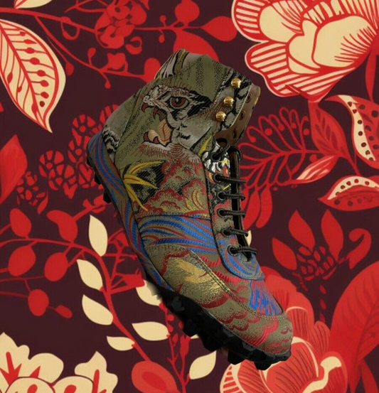 GUCCI Tiger Jacquard Multicolor Green Red Dragon Jacquard Hightop Sneaker 8