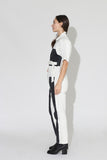 RACHEL COMEY Handy Black White Colorblock Patchwork Belt Short Sleeve Jumpsuit 2
