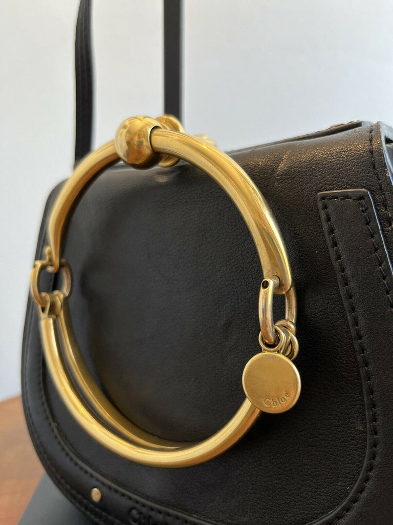 Chloe Leather Bracelet Nile Gold Buckle Shoulder Bag Blue