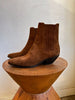 SAINT LAURENT West Brown Camel Suede Leather Heeled Ankle Chelsea Boots 37