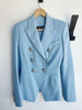 BALMAIN NEW $2500 Light Steel Pastel Blue Double Breasted Jacket Blazer 34/0