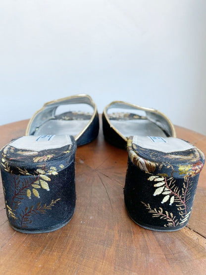 SATIN EMBROIDERED SLIDES