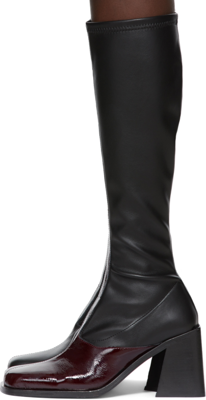 JUSTINE CLENQUET Ssense Eddie Black Burgundy Patent Leather Knee High Boots 37