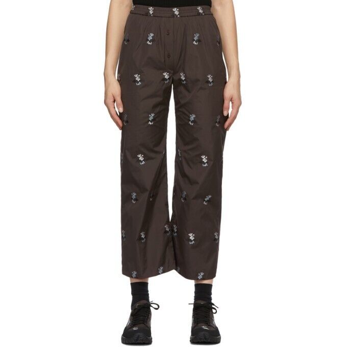 CECILIE BAHNSEN SSENSE Exclusive Amber Brown Floral Embroidered Trouser Pants 2