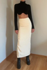 MIRROR PALAIS Creme Ivory White Silk Charmeuse Slit Garmentory Slip Maxi Skirt S