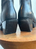 RICK OWENS Black Silver Curved Block Heel Platform Womens Ankle Boot 38.5