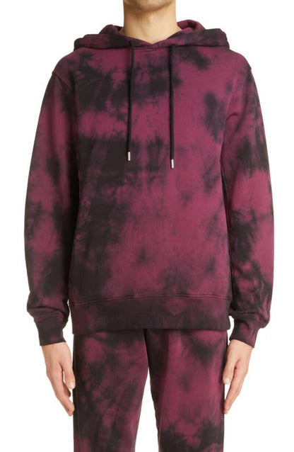 DRIES VAN NOTEN Men's Purple Black Tie Dye Print Hoodie Sweater Sweatshirt XL