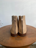 MARTINIANO Leone Beige Brown Leather Round Toe Ankle Low Cut Flat Boot 35.5