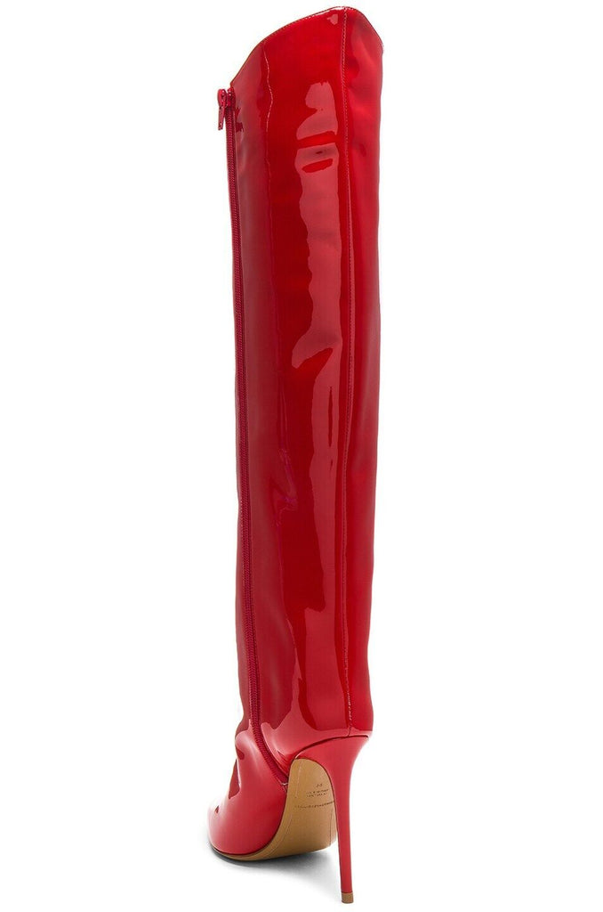 ALEXANDRE VAUTHIER  Alex Red Patent Leather Stiletto Knee High Boot Shoe 40