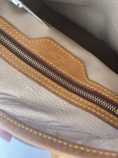 LOUIS VUITTON Petit Bucket Brown Canvas Leather Monogram Shoulder Bag Tote Purse