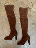 STUART WEITZMAN Highland Taupe Walnut Brown Suede Over-The-Knee Boots 5