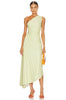 ALC A.L.C. Delfina Canary Yellow Vegan Faux Leather One Shoulder Pleated Dress M