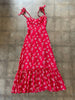 REFORMATION Nikita Red White Floral Print Sleeveless Tie Crepe Midi Dress 0
