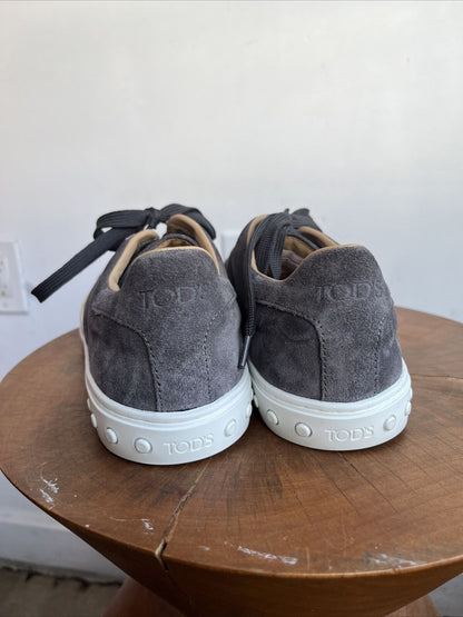 TOD'S TODS $600 Mens Gray T Suede Leather Gommino Pebble Low Top Sneaker 7.5