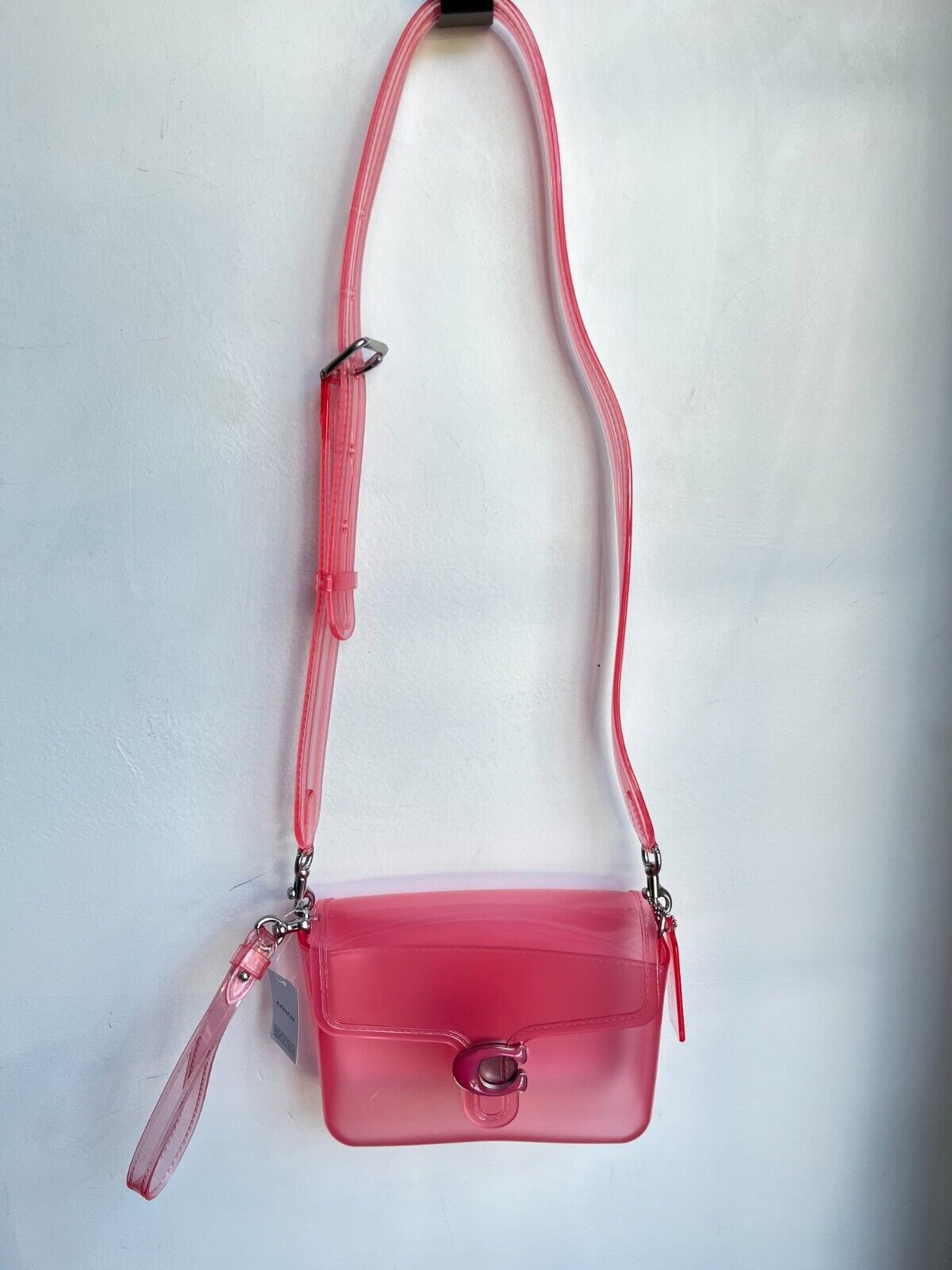 COACH NWT Jelly Tabby Pink Transparent Flap Crossbody Purse Shoulder Bag