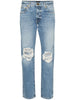 KHAITE $500 Kyle Distressed Low Rise Ripped Knees Straight Leg Denim Jean 24