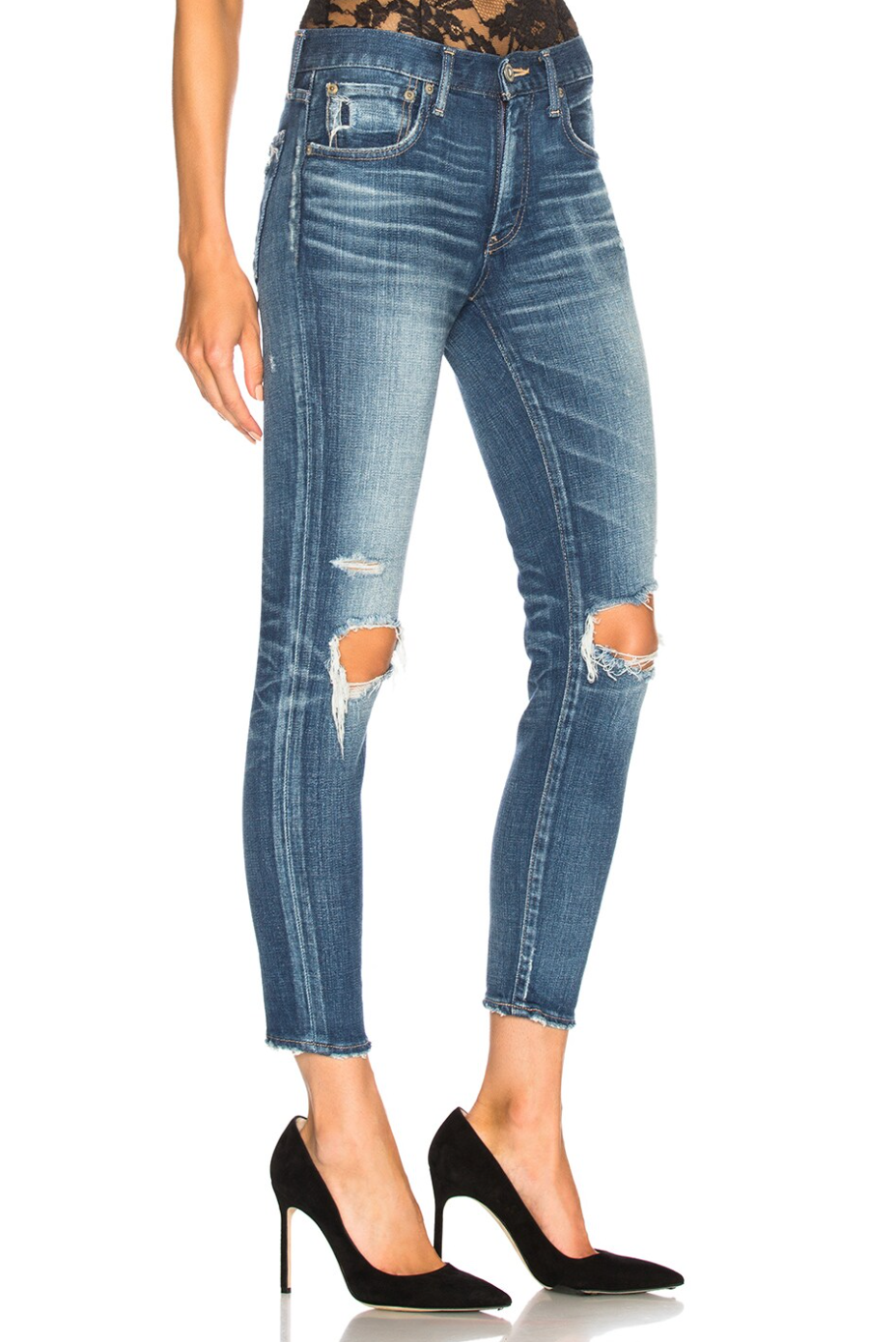 MOUSSY Comfort Nancy Distressed Ripped Knee Skinny Denim Jean 28