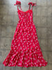 REFORMATION Nikita Red White Floral Print Sleeveless Tie Crepe Midi Dress 0