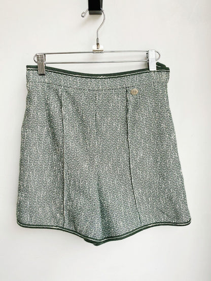 GREEN KNIT HIGH WAIST SHORTS