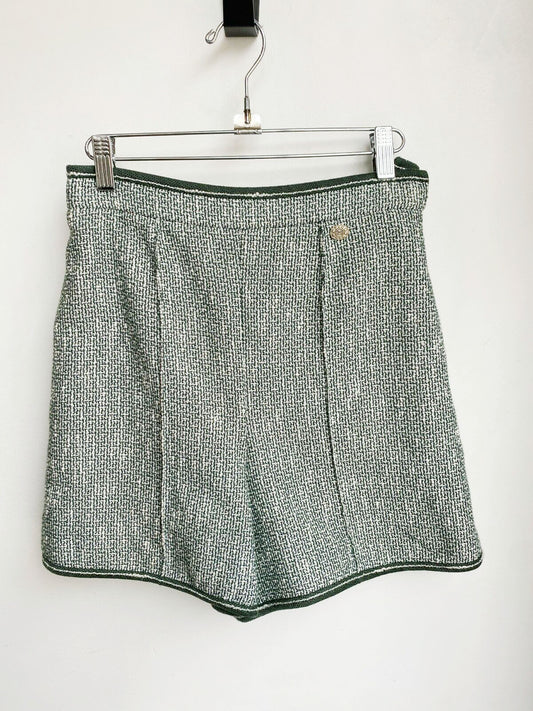 GREEN KNIT HIGH WAIST SHORTS