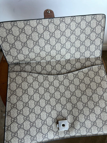 GUCCI GG Supreme Dionysus Hornet Beige Brom Monogram Logo Shoulder Bag Purse