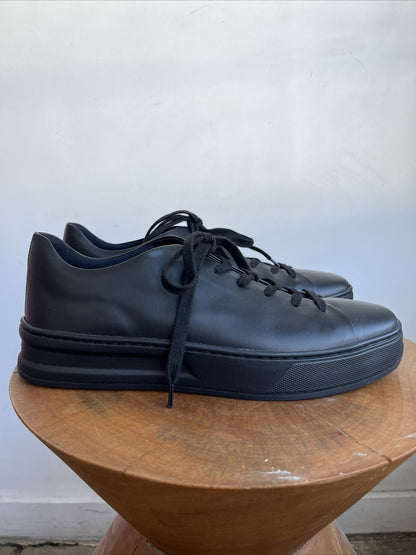 TODS TOD'S NEW Rare Mens Black Solid Leather Classic Low Top Lace Up Sneaker 8
