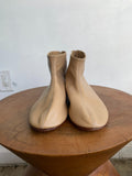 MARTINIANO Leone Beige Brown Leather Round Toe Ankle Low Cut Flat Boot 35.5