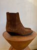 SAINT LAURENT West Brown Camel Suede Leather Heeled Ankle Chelsea Boots 37