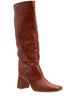 MIISTA Finola Tan Camel Brown Patent Leather Chunky Block Heel Knee High Boot 40