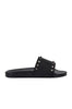 VALENTINO Black Rockstud Silver Rubber Flat Pool Slide Sandal Shoe 39/9/8.5