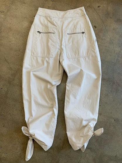 ISABEL MARANT NWT Gaviao Chalk Off White Tie Hem Paperbag Trouser Pant 34/2/0