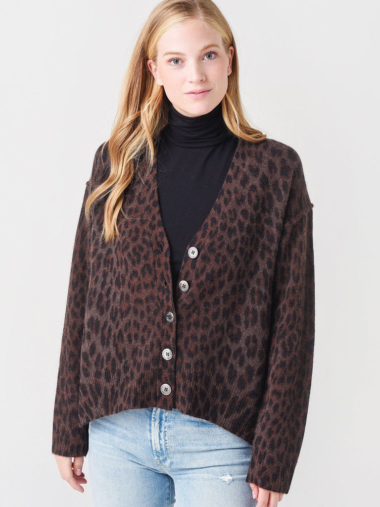 ZADIG & VOLTAIRE Mirka Leo Brown Leopard Print Cashmere Sweater Cardigan XS