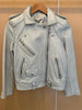 IRO Silver Metallic Iridescent Leather Asymmetric Zip Biker Moto Jacket 36/4/2