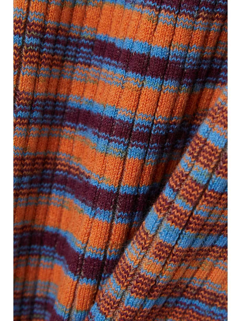 JACQUEMUS Zucca Stripe Print Collared Knit Brown Orange Sweater Midi Dress 32/0