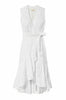 REBECCA TAYLOR NWT Terri Milk White Embroidery Eyelet Belt Midi Wrap Dress 0