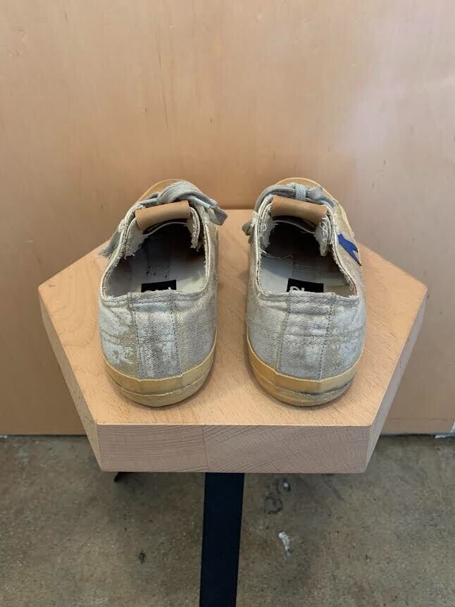 GOLDEN GOOSE V Star2 Gold Blue Metallic Leather Star Canvas