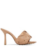 BOTTEGA VENETA Lido 90mm Nude Beige Woven Intreccio Stiletto Slide Heel 38.5