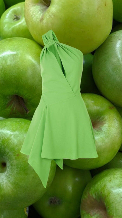 CULT GAIA NWT Eliana Green Asymmetric  One Shoulder Cut Out Twill Mini Dress S