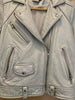 IRO Silver Metallic Iridescent Leather Asymmetric Zip Biker Moto Jacket 36/4/2