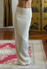 MIRROR PALAIS Creme Ivory White Silk Charmeuse Slit Garmentory Slip Maxi Skirt S