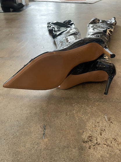 ALEXANDRE VAUTHIER NWB $1450 Helena Black Patent Leather Over The Knee Boot 41