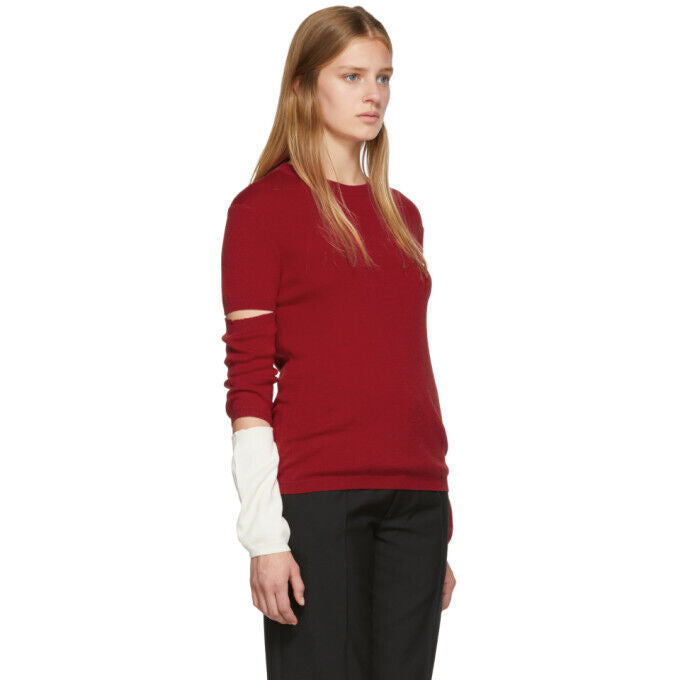 RUDI GERNREICH NWT 700 Red Off White Slit Long Sleeve Wool Ssense Knit Sweater S