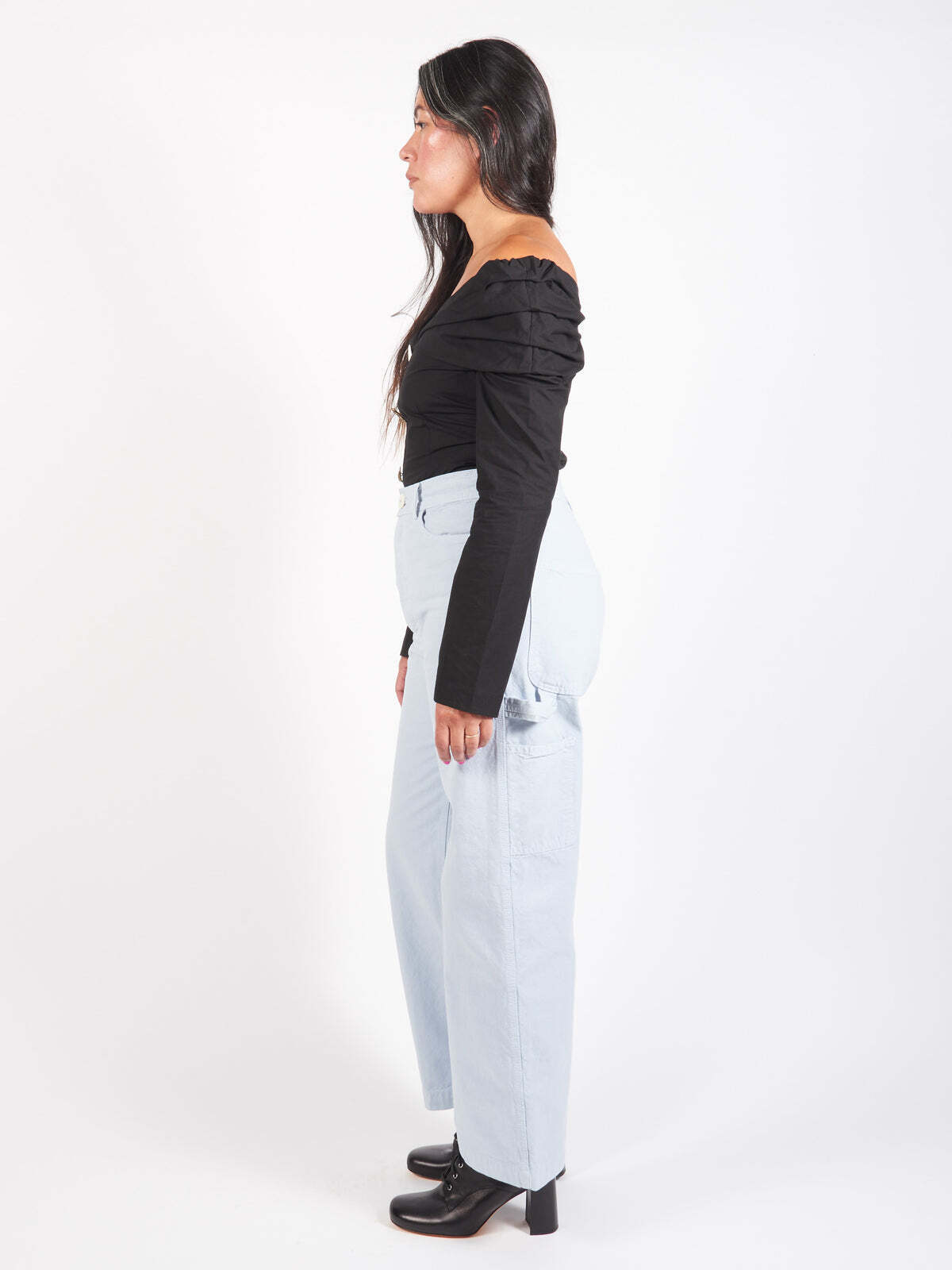 JESSE KAMM NWT Handy Smokey Light Blue Straight Blue Cargo Canvas Pant 6/8