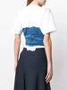 JUNYA WATANABE White Blue Denim Jean Pleated Corset Blouse Top TShirt XS-M