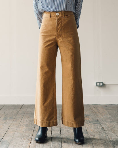 JESSE KAMM Sailor Wheat Khaki Brown Mustard Wide Leg High Waist Trouser Pant 0/2