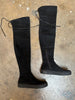 STUART WEITZMAN Playtime Black Suede Leather Over The Knee Platform Boot Shoe 5