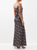 PACO RABANNE $820 Black Rose Floral Print Chain Mail Maxi Long Slip Dress 42/10