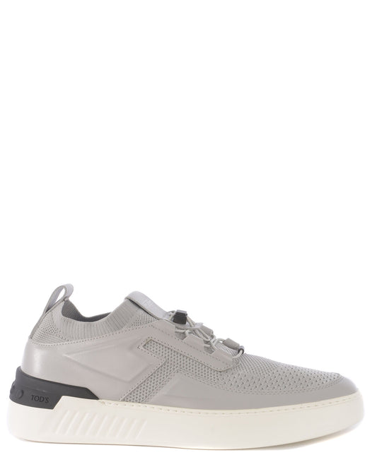 TOD'S TODS Mens No Code X 03 Light Gray Leather Black Elastic Knit Sneaker 8